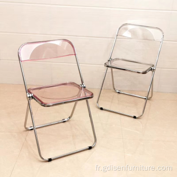 Vente chaude chaise pliante claire claire plasticchrome steelframe